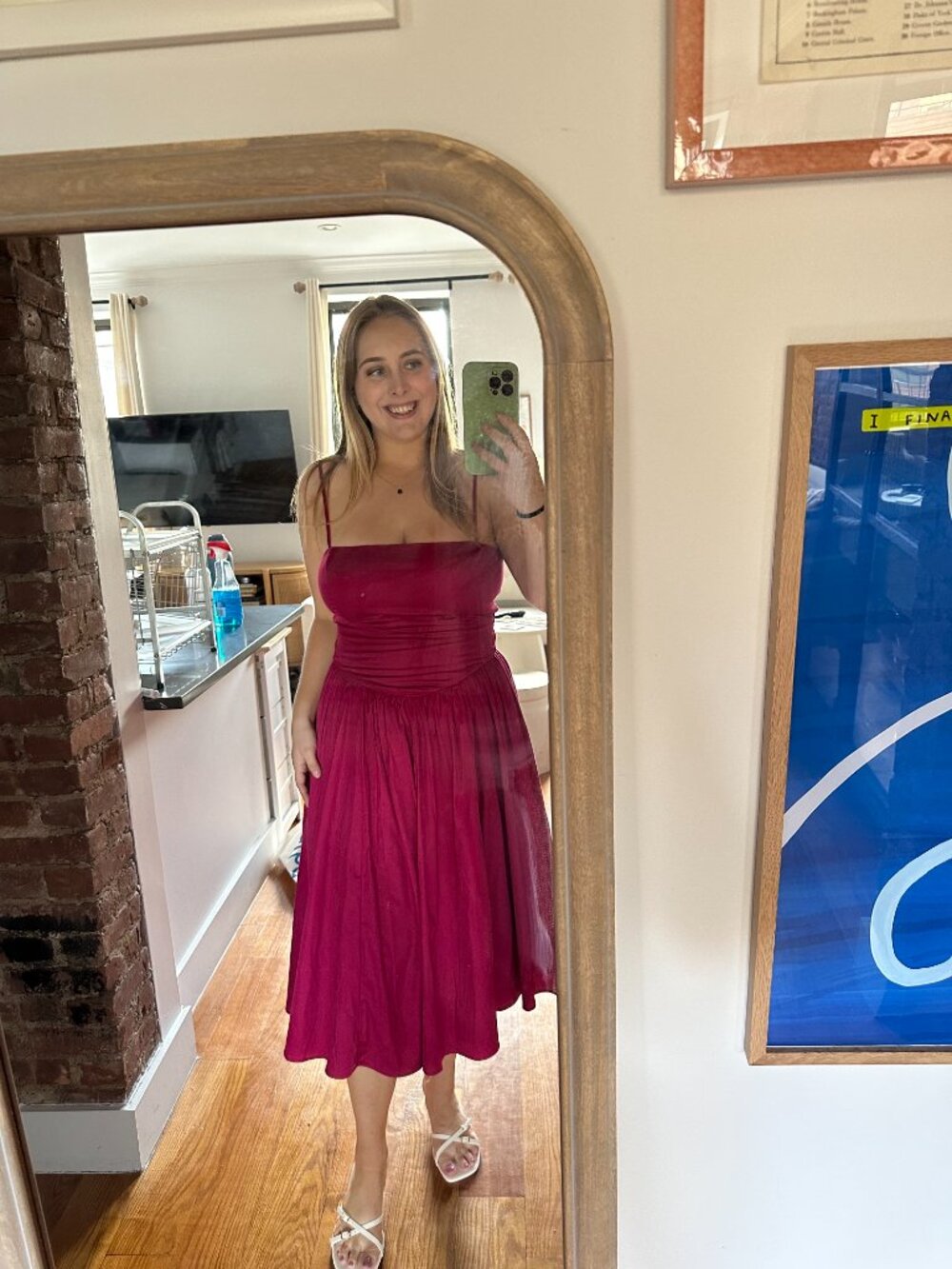 Abercrombie Dipped-Waist Bubble Hem Midi Dress - Picture 3 of 4